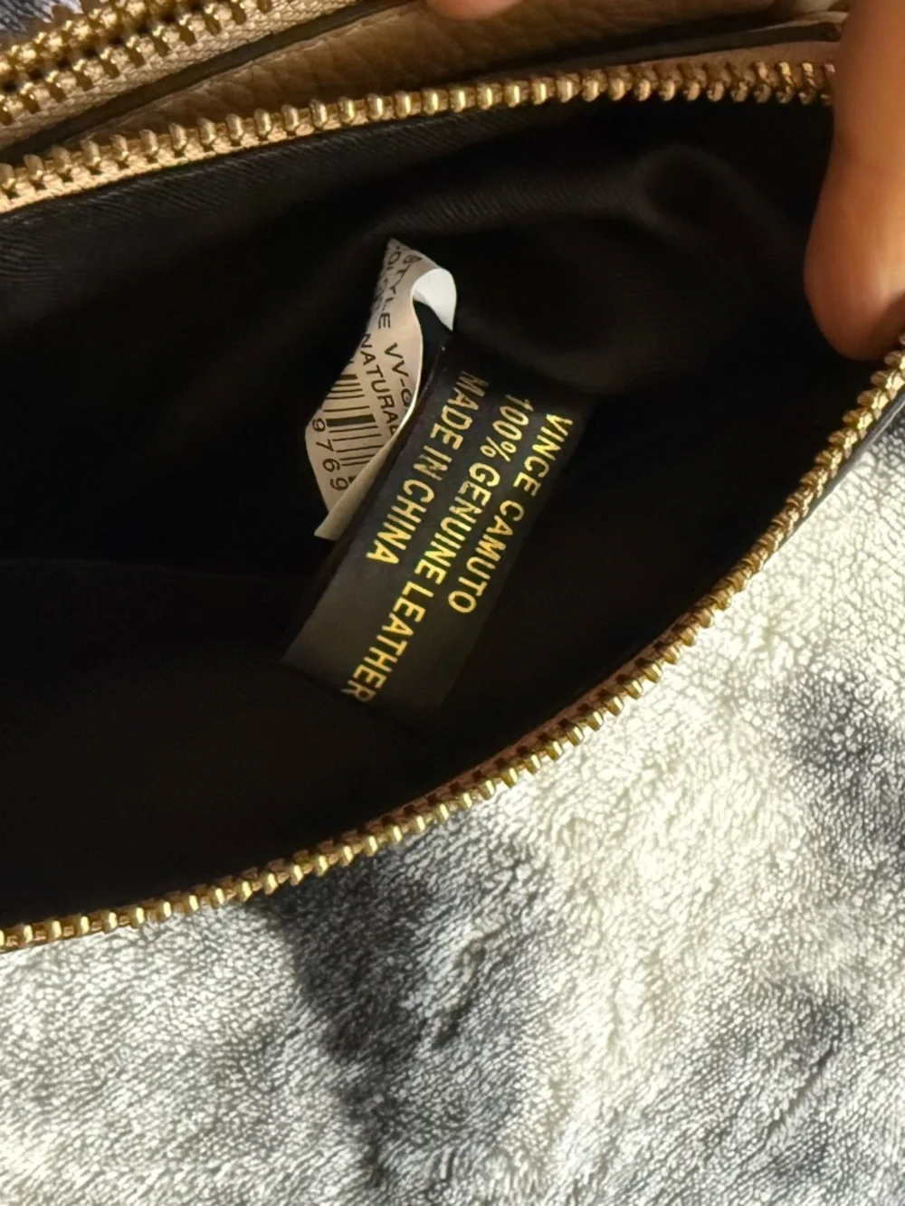 Vince Camuto Beige Leather Crossbody with Tassel Zip - Picture 6 of 9